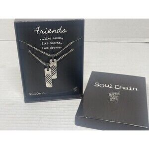 Global & Vine Soul Chain Friends Necklace Set BFF Best Forever Silver Heart Tags